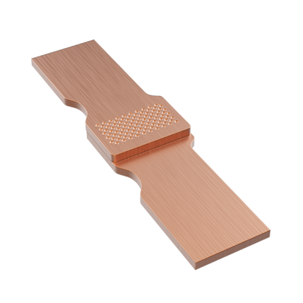 超音波で接合した銅の部品が2つ