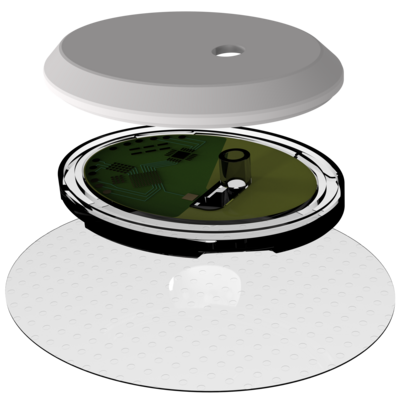 糖尿病センサーの構成部品の分解図